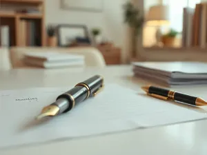 Stalówka wiecznego pióra spoczywająca na czystej kartce papieru, symbolizująca staranność w pisaniu i dbałość o język.